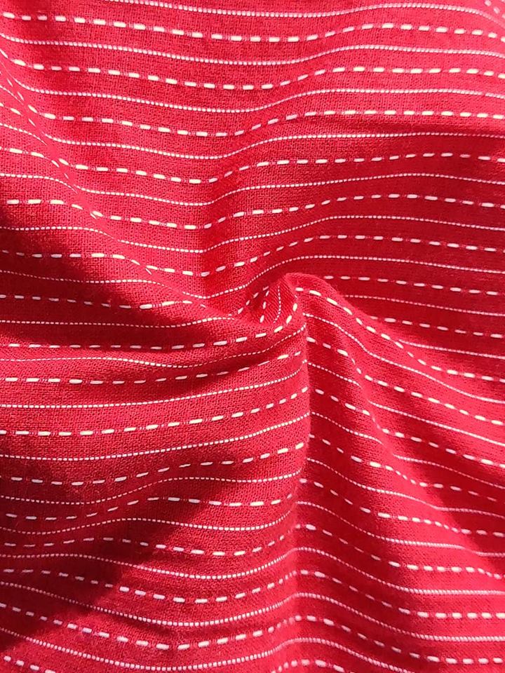 Red Cotton Katha Fabric